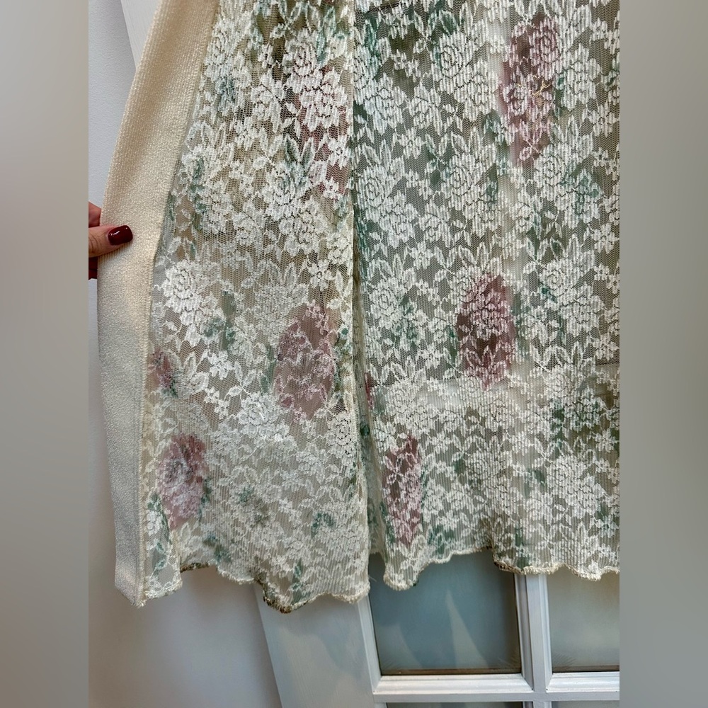 Vintage R&M Richards Floral Rose Lace Duster Cardigan Romantic Fairy Size 10P - Picture 4 of 11
